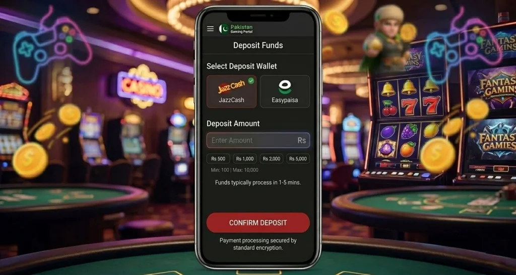 5555Bet game deposit screen using Easypaisa and JazzCash on mobile app